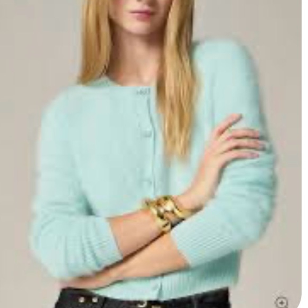 J. Crew Women's Mint Green Brushed Cashmere Cardigan - Picture 2 of 4
